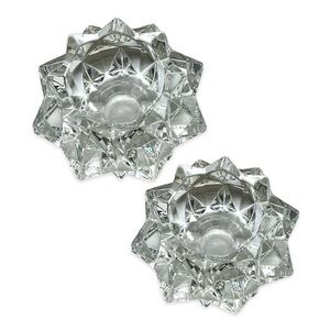 Avon Pair Gem Glow Clearfire Transparent‎ Votive Candle Set 8 Point Star